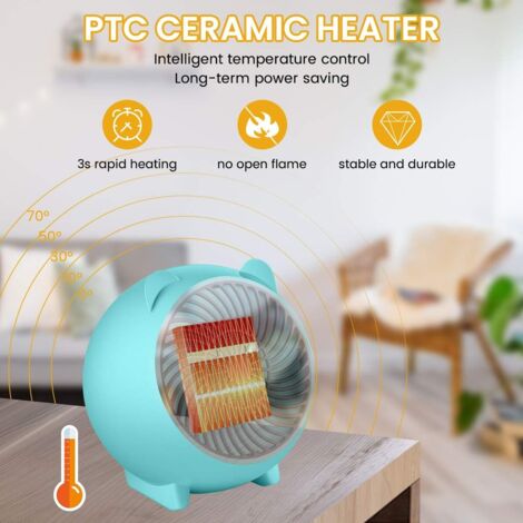 Mini Radiateur Soufflant Céramique PTC 500W Portatif
