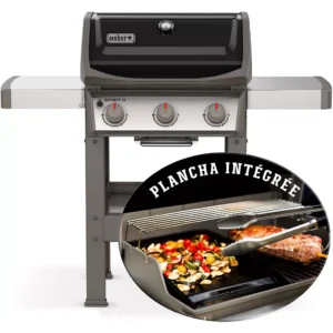 Barbecue gaz WEBER Spirit II E-310 noir grill e et plancha 3 bruleurs sur chariot, 60×44 cm