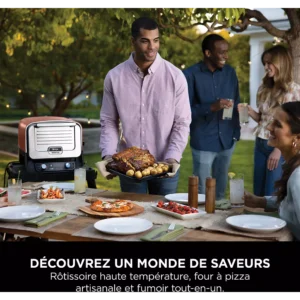 Four à pizza électrique NINJA Woodfire OO101EU orange inox, 1 pizza 30 cm, préchauffage 15 min, jusqu&rsquo;à 370°C