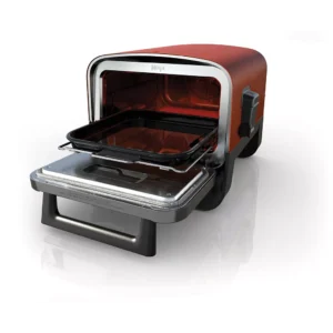 Four à pizza électrique NINJA Woodfire OO101EU orange inox, 1 pizza 30 cm, préchauffage 15 min, jusqu&rsquo;à 370°C