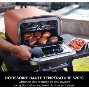 Four à pizza électrique NINJA Woodfire OO101EU orange inox, 1 pizza 30 cm, préchauffage 15 min, jusqu&rsquo;à 370°C