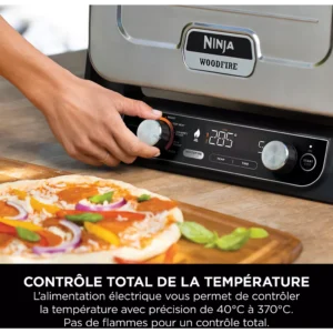 Four à pizza électrique NINJA Woodfire OO101EU orange inox, 1 pizza 30 cm, préchauffage 15 min, jusqu&rsquo;à 370°C