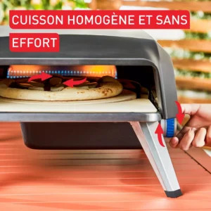 Four à pizza gaz TEFAL Pronto JM412010 pizza 30 cm préchauffage 15 min, jusqu&rsquo;à 400°C