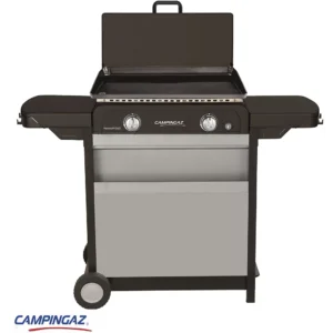 Plancha gaz CAMPINGAZ BLUE FLAME EXLD 2 brûleurs sur chariot, 60×40 cm