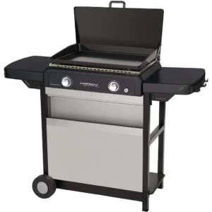 Plancha gaz CAMPINGAZ BLUE FLAME EXLD 2 brûleurs sur chariot, 60×40 cm