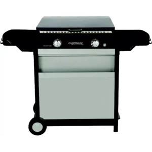 Plancha gaz CAMPINGAZ BLUE FLAME EXLD 2 brûleurs sur chariot, 60×40 cm