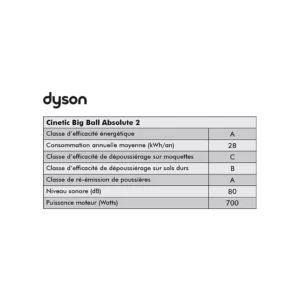 Aspirateur sans sac DYSON Cinetic Big Ball Absolute 2