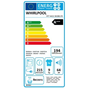Sèche linge pompe à chaleur WHIRLPOOL FFTM229X3BSFR