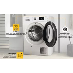 Sèche linge pompe à chaleur WHIRLPOOL FFTBNM229X2BFR + Kit de superposition