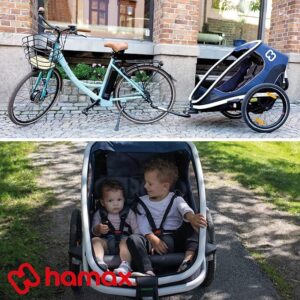 Remorque velo enfant 2 places Hamax Outback – navy / white