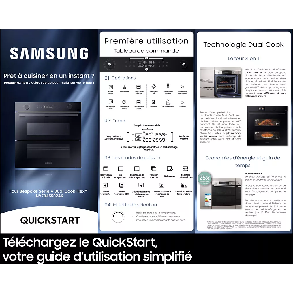 Four encastrable SAMSUNG NV7B45502AK DualCookFlex