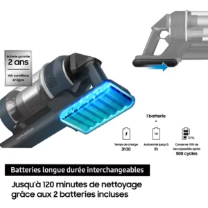 Aspirateur balai SAMSUNG Bespoke Jet Plus Complete 2 Batteries VS20B95B43N