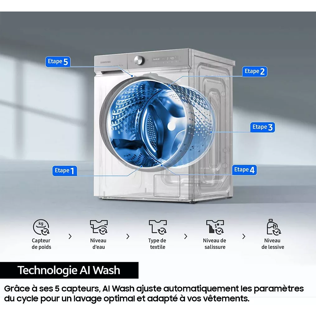 Lave linge hublot SAMSUNG WW11DB7B94GE Bespoke AI