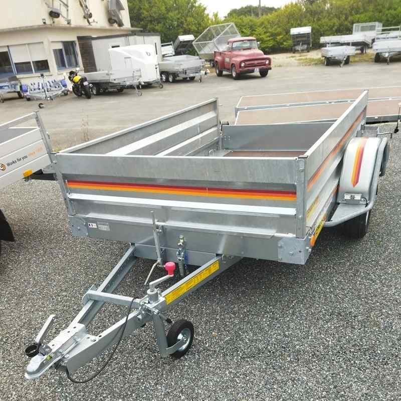 Remorque plateau MECANOREM – RPMS 455 F – PTAC : 750 Kg – 1 essieu freiné – 250 x 150 cm