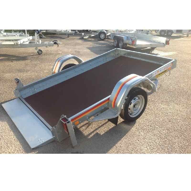 Remorque plateau MECANOREM – RPMS 455 F – PTAC : 750 Kg – 1 essieu freiné – 250 x 150 cm