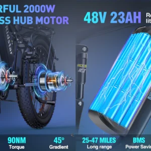 Vélo électrique Ridstar E26 Pro à double moteur 2000 W 48 V 23 Ah