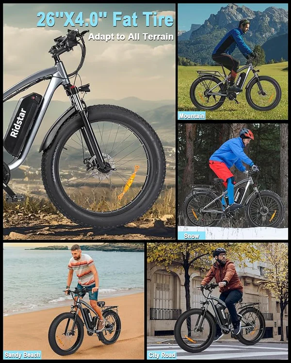 Vélo électrique Ridstar E26 Pro à double moteur 2000 W 48 V 23 Ah