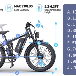 Vélo électrique Ridstar E26 Pro à double moteur 2000 W 48 V 23 Ah