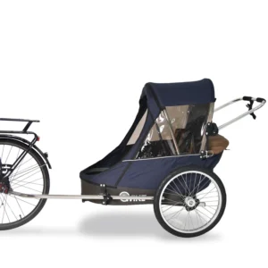 Remorque vélo 2 places 60 kg ​Wike – Premium Double – Poussette et Kit de Jogging inclus – marine/marron