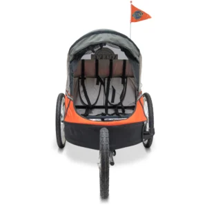 Remorque vélo 2 places 60 kg ​Wike – Premium Double – Poussette et Kit de Jogging inclus – marine/marron