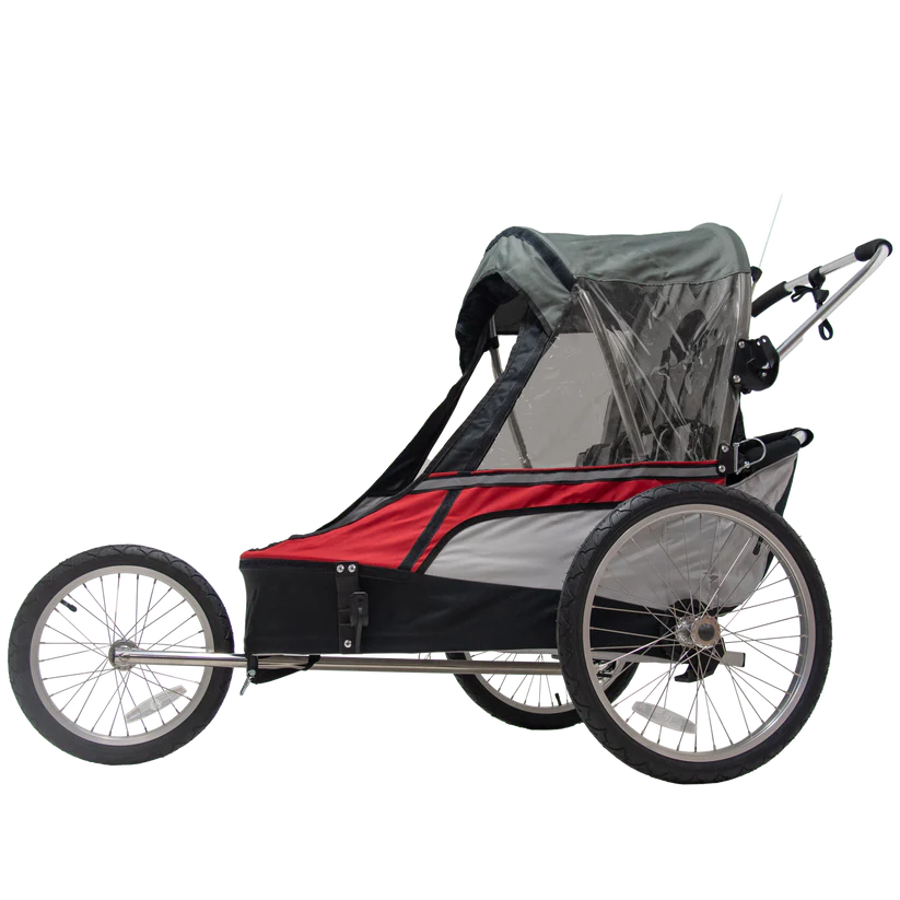 Remorque vélo 2 places 60 kg Wike – Premium Double – Poussette et Kit de Jogging inclus – marine/marron