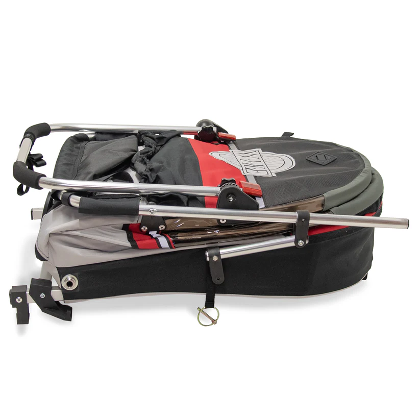 Remorque vélo 2 places 60 kg Wike – Premium Double – Poussette et Kit de Jogging inclus – marine/marron