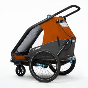Remorque velo enfant​ CUBE Double CMPT Kinder – X Actionteam – grey´n´orange