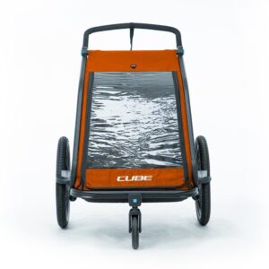 Remorque Vélo Enfants CUBE Double CMPT Kinder X Actionteam – grey´n´orange