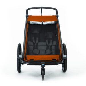 Remorque Vélo Enfants CUBE Double CMPT Kinder X Actionteam – grey´n´orange