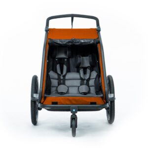 Remorque Vélo Enfants CUBE Double CMPT Kinder X Actionteam – grey´n´orange