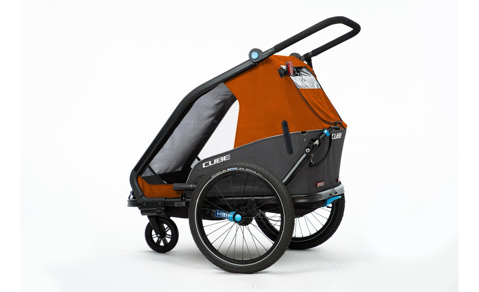 Remorque velo enfant CUBE Double CMPT Kinder – X Actionteam – grey´n´orange