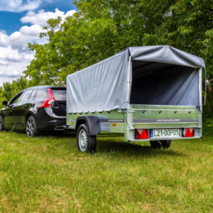 Remorque routière Garden Trailer 230 KIPP avec bâche haute, arceau et roue jockey 230×125