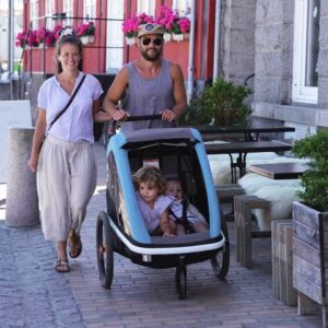 Remorque enfant velo Hamax pour 2 Enfants – Avenida – vert olive