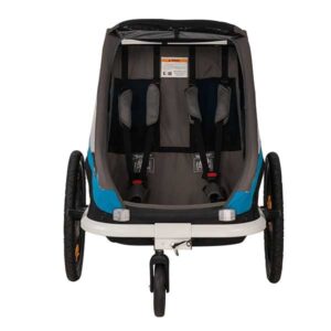 Hamax Traveller Bike Trailer for 2 Kids, incl. drawbar and buggy wheel – black/grey