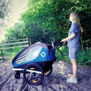 Hamax Traveller Bike Trailer for 2 Kids, incl. drawbar and buggy wheel – black/grey