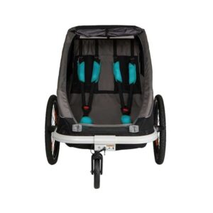 Hamax Traveller Bike Trailer for 2 Kids, incl. drawbar and buggy wheel – black/grey