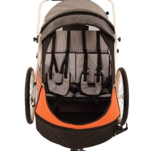 Remorque velo pas cher Wike pour 2 Enfants – Premium Double – Poussette et Kit de Jogging inclus – marine/marron