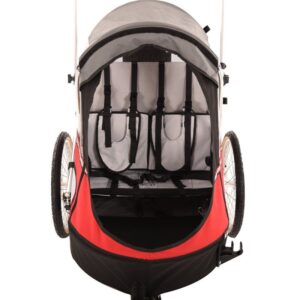 Remorque velo pas cher Wike pour 2 Enfants – Premium Double – Poussette et Kit de Jogging inclus – marine/marron